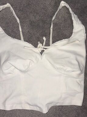 Target White Crop Top with Lace Trim